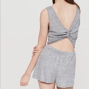 Lou & Grey Linen Jersey Twist Romper Medium Petite